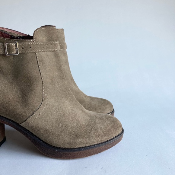 Frau Made in Italy Khaki Genuine Leather Suede Heeled Ankle Boots size 7 - Picture 4 of 15